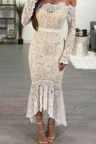 Robe de Soirée Dentelle Manche Longue Naturel taille Médium Épaule Dégagée - Page 3