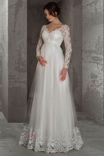 Robe de mariée Tulle Empire Epurée Naturel taille Longue Col en V - Page 1