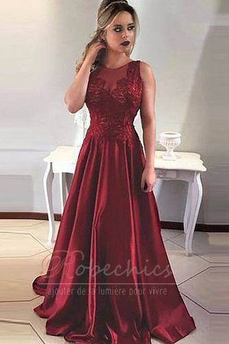 Robe de Soirée Été A-ligne noble Naturel taille Appliques Col ras du Cou - Page 1