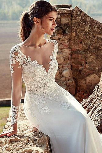 Robe de mariée Cérémonial Col en V Manche Aérienne Gazer Naturel taille - Page 3