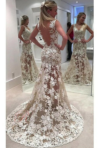 Robe de mariée Sirène Romantique Col en V Sans Manches Médium - Page 1