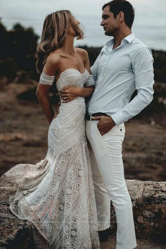 Robe de mariée Sans Manches Poétique Été Naturel taille Tissu Dentelle - Page 1