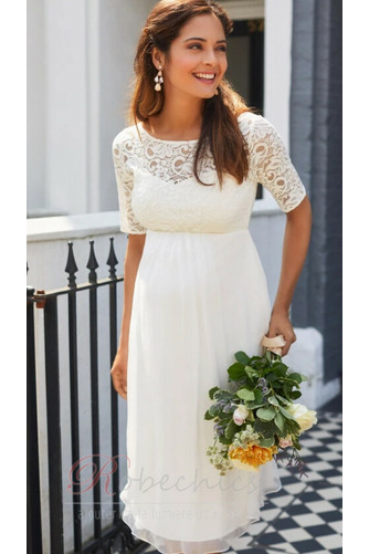 Robe de mariée Grossesse Longueur Genou Col ras du Cou Tissu Dentelle - Page 1