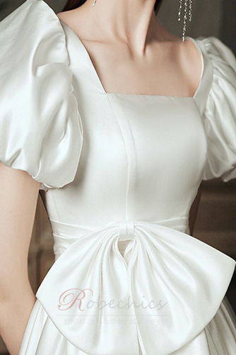 Robe de mariée Longueur Mollet Simple Lacet Printemps Satin A-ligne - Page 7