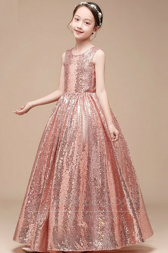 Robe Cortège Fille Naturel taille A-ligne Orné de Nœud à Boucle Corsage Pailleté - Page 4