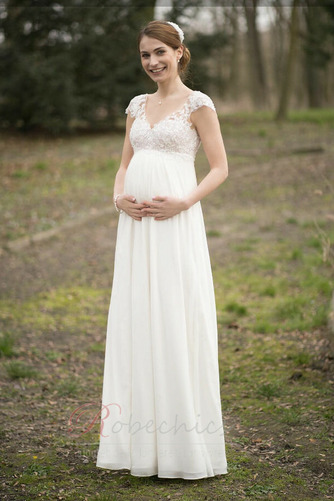 Robe de mariée Dos nu Printemps Empire Col en V Elégant De plein air - Page 1