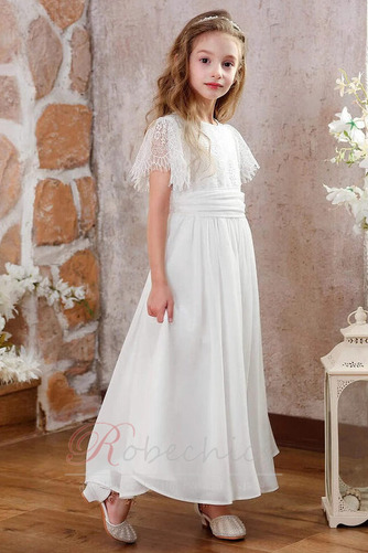 Robe Cortège Fille Dentelle Longueur Cheville Chiffon Manquant Manche Courte - Page 4