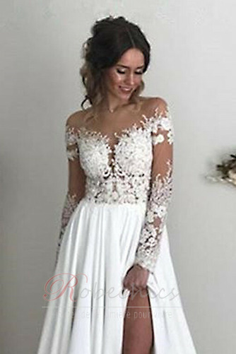 Robe de mariée Dos nu Appliques Train de petit a ligne Chic Manche Aérienne - Page 4