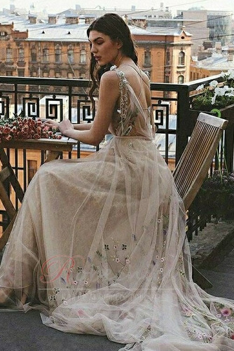 Robe de mariée Dos nu Triangle Inversé Col en V Romantique Sans Manches - Page 2