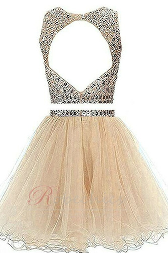 Robe de Cocktail Col ras du Cou Glamour Poire Tulle Sans Manches Naturel taille - Page 2