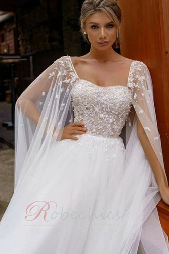 Robe de mariée Sans Manches Décolleté Dans le Dos A-ligne Col Carré - Page 3