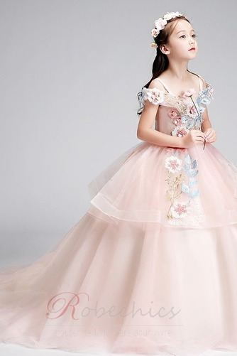 Robe Cortège Fille Tulle Épaule Dégagée Formelle Couvert de Dentelle - Page 3