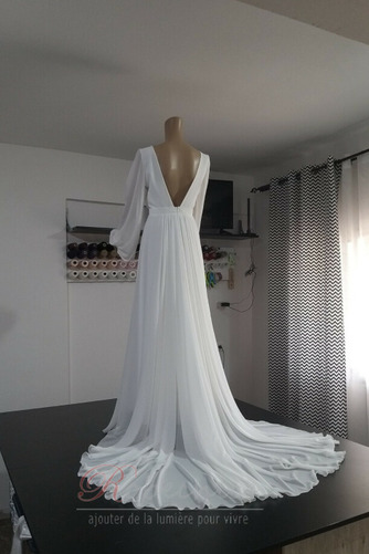 Robe de mariée Dos nu Longue Naturel taille Col en V aligne Automne - Page 2