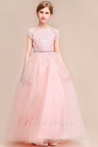 Robe Cortège Fille Zip Haut Bas Perle Longueur Cheville A-ligne - Page 3