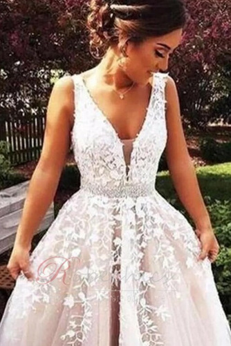 Robe de mariée Dos nu Perlé Col en V Fourreau Avec Bijoux Naturel taille - Page 6