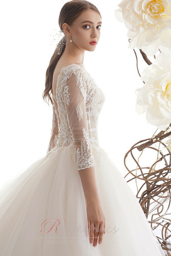 Robe de mariée Epurée Col en V A-ligne Naturel taille Traîne Longue - Page 3