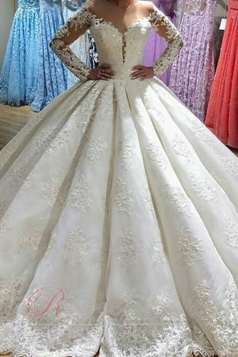 Robe de mariée Traîne Longue Automne Perle Manche Aérienne Norme Fermeture éclair - Page 1