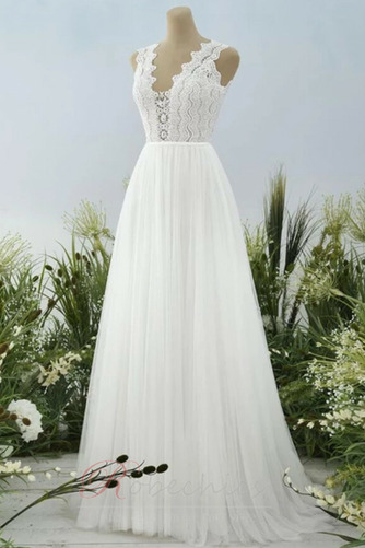 Robe de mariée Tulle Sans Manches Médium Zip Col en V a ligne - Page 1