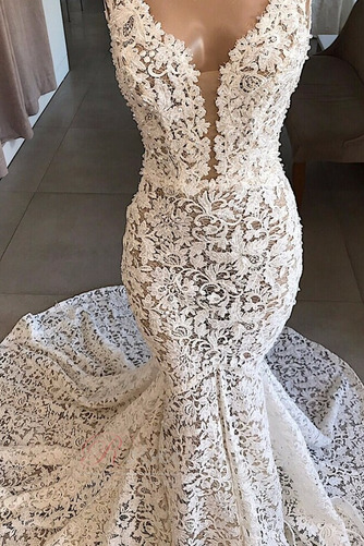 Robe de mariée Dentelle Zip Eglise Col en V Foncé Traîne Courte Col Bateau - Page 3