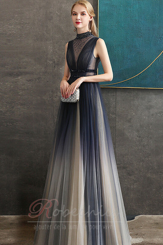 Robe de Soirée Tulle Exquisite Col haut a ligne Sans Manches noble - Page 1