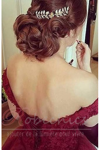 Robe de Cocktail Longueur Genou Épaule Dégagée A-ligne Manche Courte - Page 4