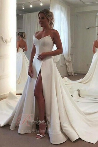 Robe de mariée aligne Salle Naturel taille Sans Manches Satin Col en Cœur - Page 1