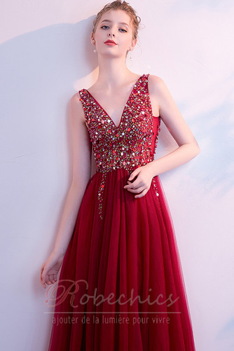 Robe de Soirée Train de balayage Couvert de Tulle Sans Manches - Page 4
