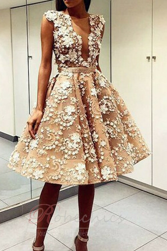 Robe de Soirée Zip Appliquer Manquant Naturel taille Traîne Courte - Page 2