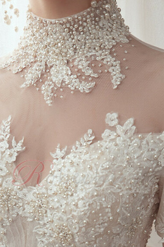 Robe de mariée A-ligne Manche Courte Couvert de Dentelle Glissière - Page 6