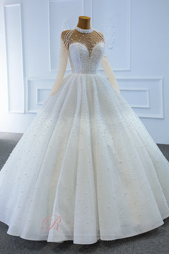 Robe de mariée Lacet Formelle Automne Col ras du Cou Longueur ras du Sol - Page 3
