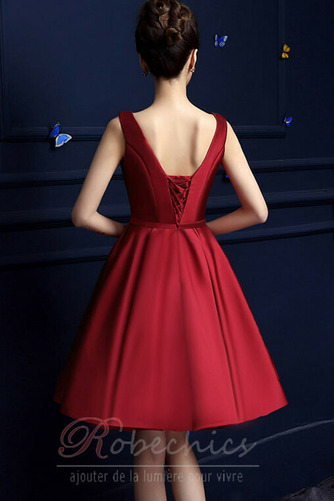 Robe de Cocktail Soie Epurée Lacez vers le haut Longueur Genou Été A-ligne - Page 4