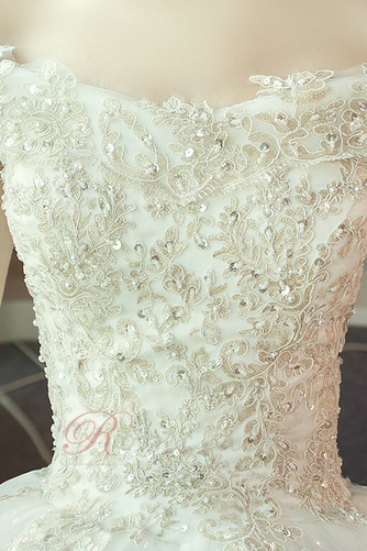 Robe de mariée aligne Lacet Naturel taille Perler Eglise Épaule Dégagée - Page 5