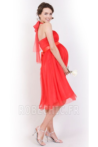 Robe de Soirée Rouge Chiffon Glamour semi-halter Maternité De plein air - Page 4