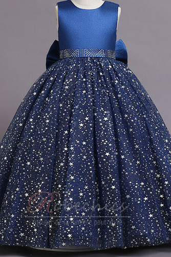 Robe Cortège Fille Formelle Nœud à Boucles Col ras du Cou Zip A-ligne - Page 6