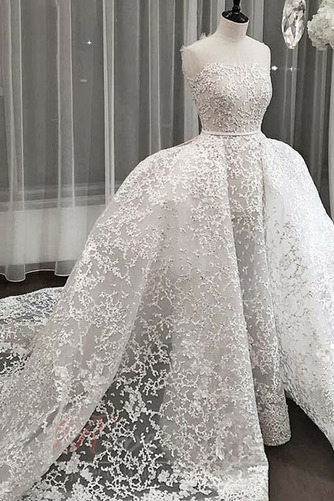 Robe de mariée Dentelle Couvert de Dentelle Sans Manches A-ligne Zip - Page 1