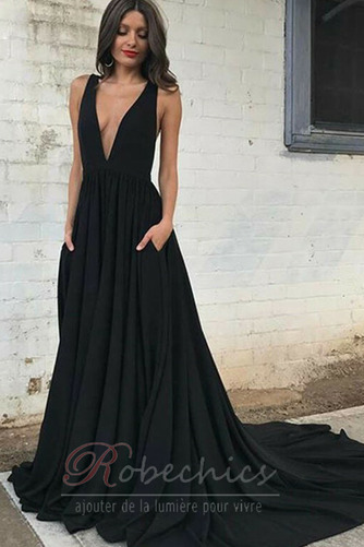 Robe de Bal Dos nu Satin Au Drapée Poire Elégant Col en V Foncé - Page 1
