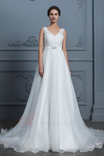 Robe de mariée Décolleté Dans le Dos Col en V Formelle Été Couvert de Dentelle - Page 4