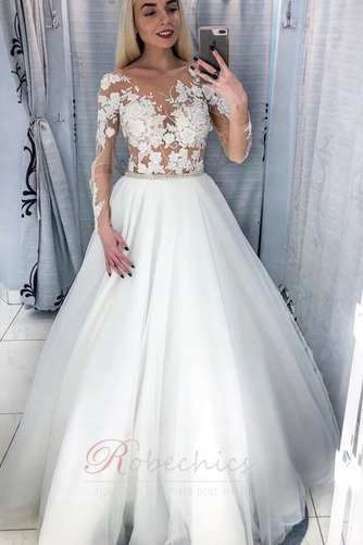 Robe de mariée Tulle Longue Plage aligne Haut Bas Naturel taille - Page 1