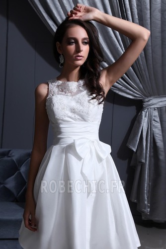 Robe de mariée Été Tube droit mini Satin Élastique aligne Blanche - Page 5