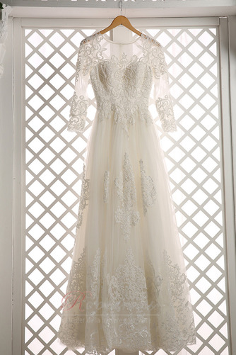 Robe de mariée Luxueux Manche de T-shirt A-ligne Train de balayage - Page 4