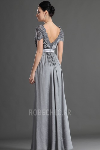 Robe de Soirée Col U Profond Epurée Empire Fourreau plissé Gris - Page 6