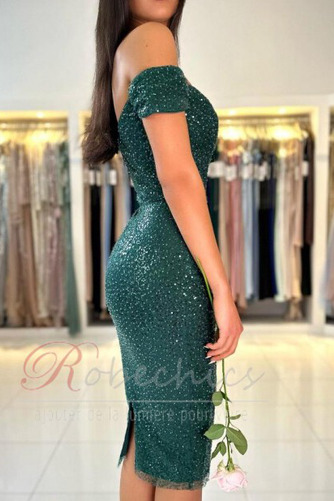 Robe de Cocktail Manche Courte Naturel taille Exquisite Zip Longueur Genou - Page 7