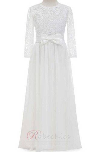 Robe Cortège Fille Dentelle Chiffon Sans Manches Zip Col ras du Cou Orné de Nœud à Boucle - Page 5