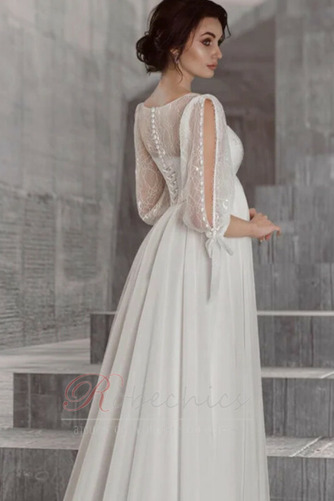 Robe de mariée Grossesse Lacez vers le haut Col Bateau Chiffon noble - Page 4