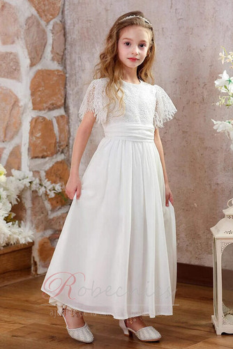 Robe Cortège Fille Dentelle Longueur Cheville Chiffon Manquant Manche Courte - Page 3