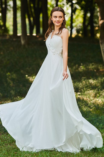 Robe de mariée Sans Manches Col en V Naturel taille A-ligne Mince - Page 2