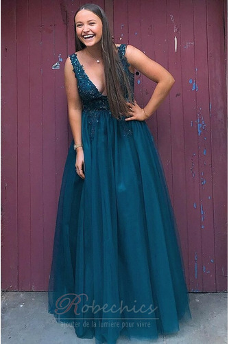 Robe de Soirée Col en V Foncé Norme Longueur Cheville Automne Perle - Page 4