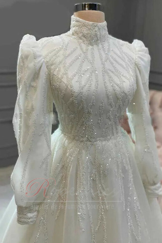 Robe de mariée Organza Corsage Avec Bijoux Salle Col haut Manche de T-shirt - Page 2