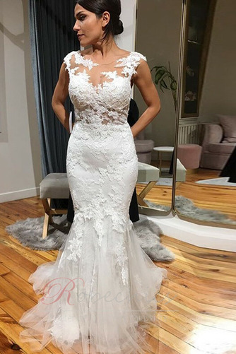 Robe de mariée Dos nu vogue Traîne Courte Sans Manches Col ras du Cou - Page 3