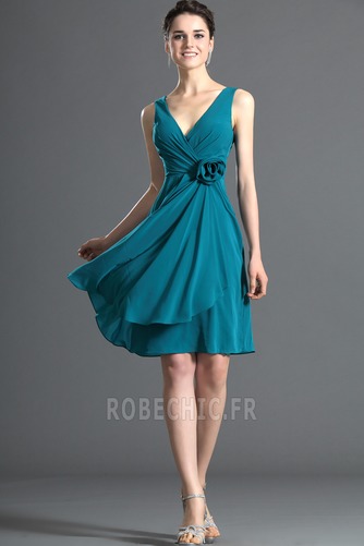 Robe Demoiselle d'Honneur Sans Manches Turquoise Simple Rivage - Page 1